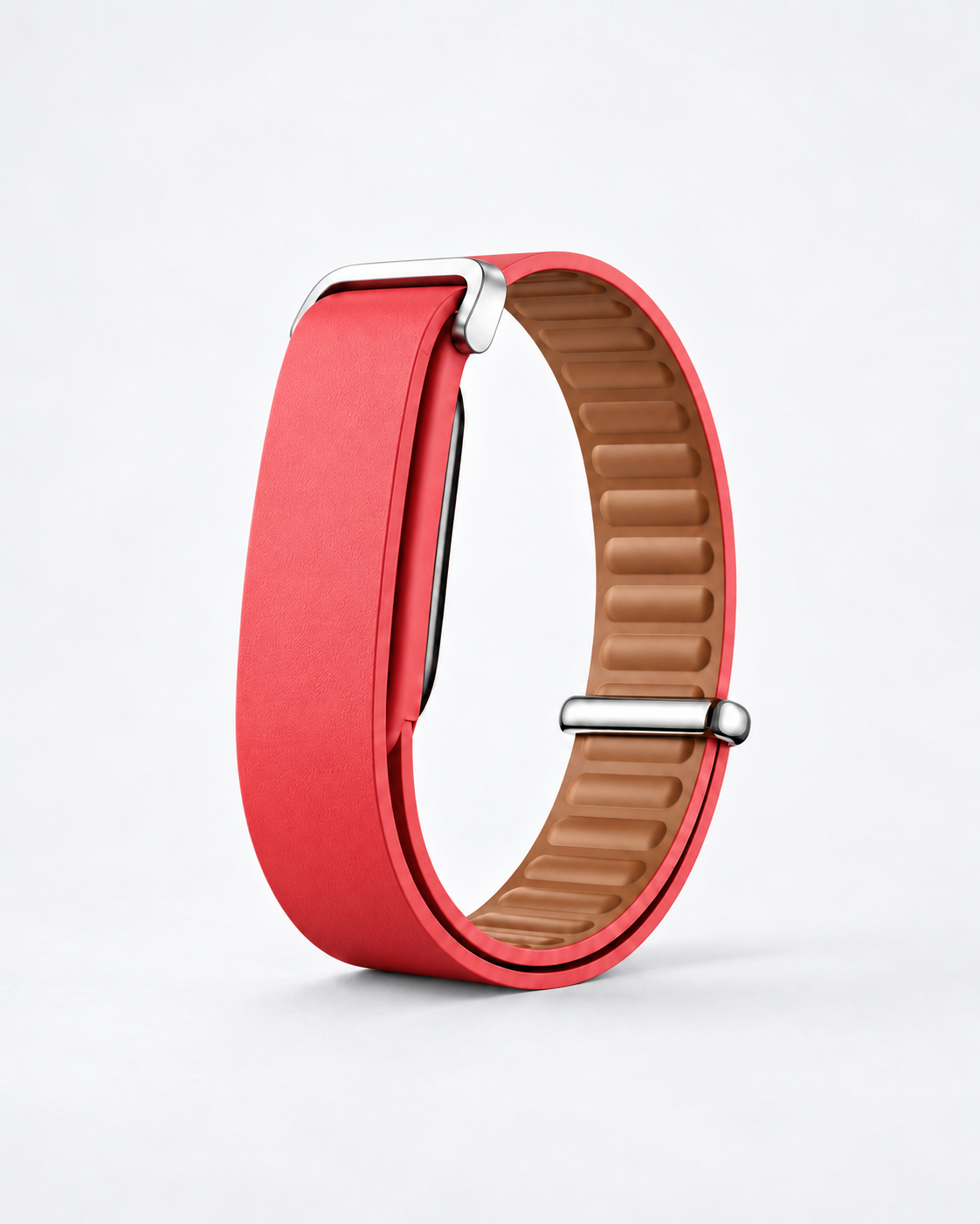 The Heirloom band in Red vegan leather with a metal loop closure
