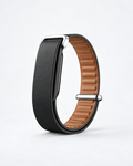 The Heirloom band in Black vegan leather with a metal loop closure, compatible with Google Fitbit Air